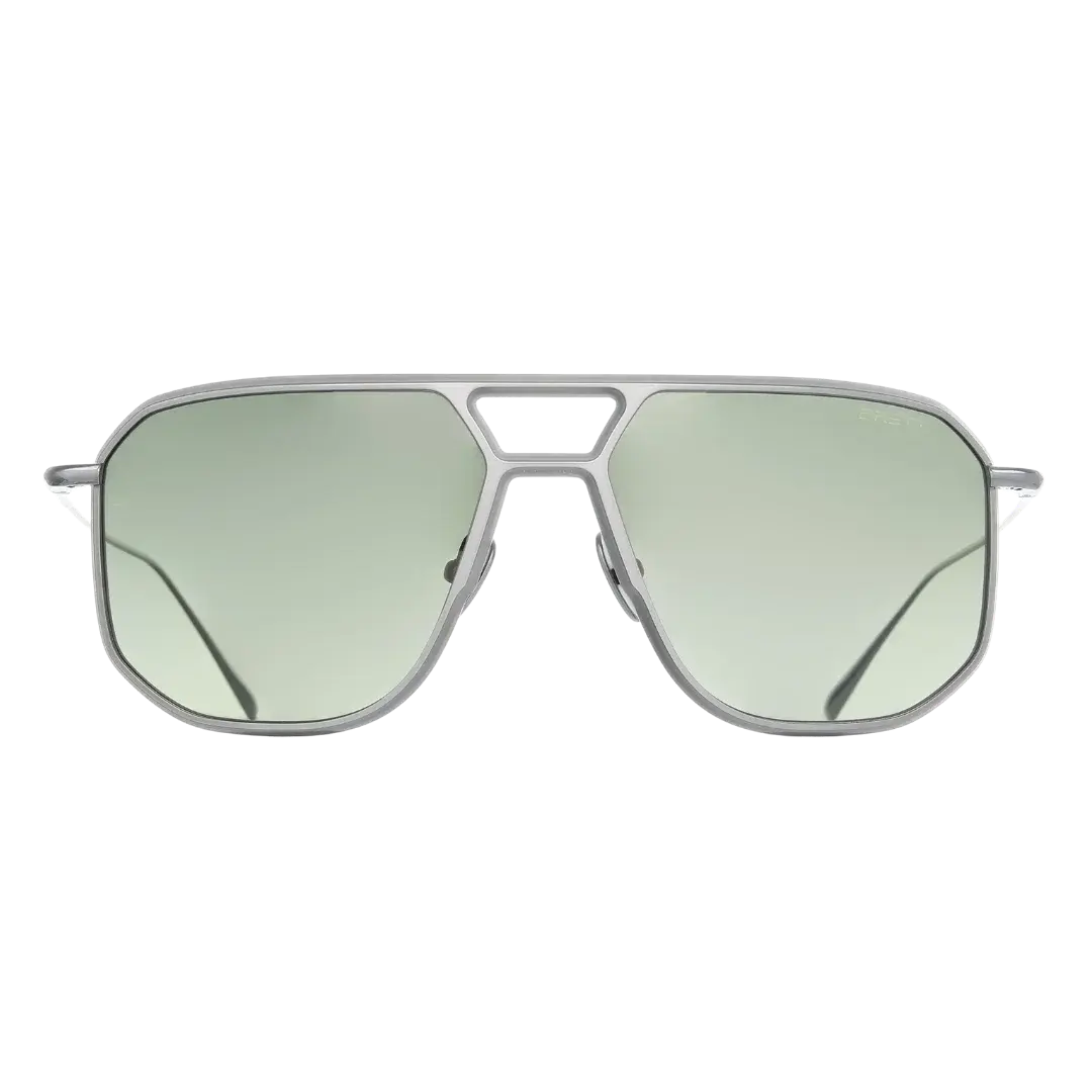 Lunettes soleil moto Brett Ed Sun coloris Argent - vue de face titane PVD chanfreins apparents collection Streamline