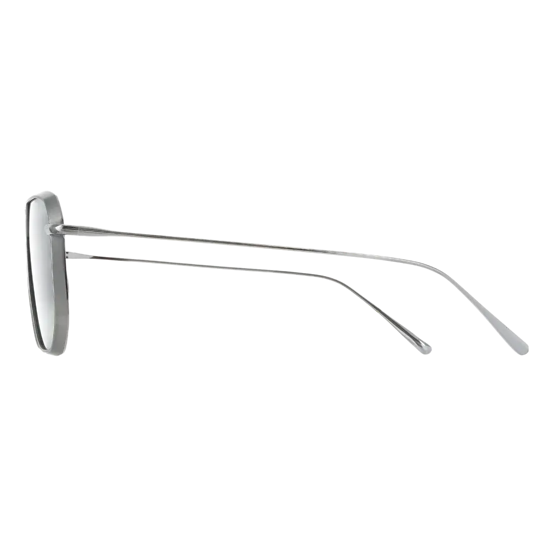 Lunettes soleil moto Brett Ed Sun Argent - vue de profil branches ultrafines titane compatibles casque