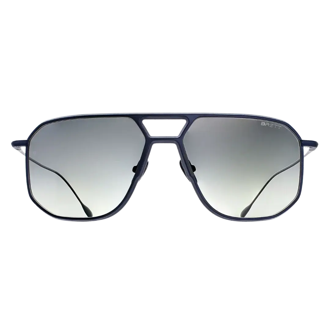 Lunettes soleil moto Brett Ed Sun coloris Marine - vue de face titane PVD signature bleu nuit Brett