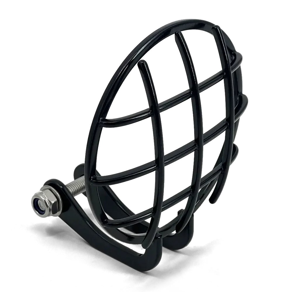 Vue latérale de la grille de phare noire FCR Accessoires – accessoire moto robuste pour Triumph Bobber après 2016.