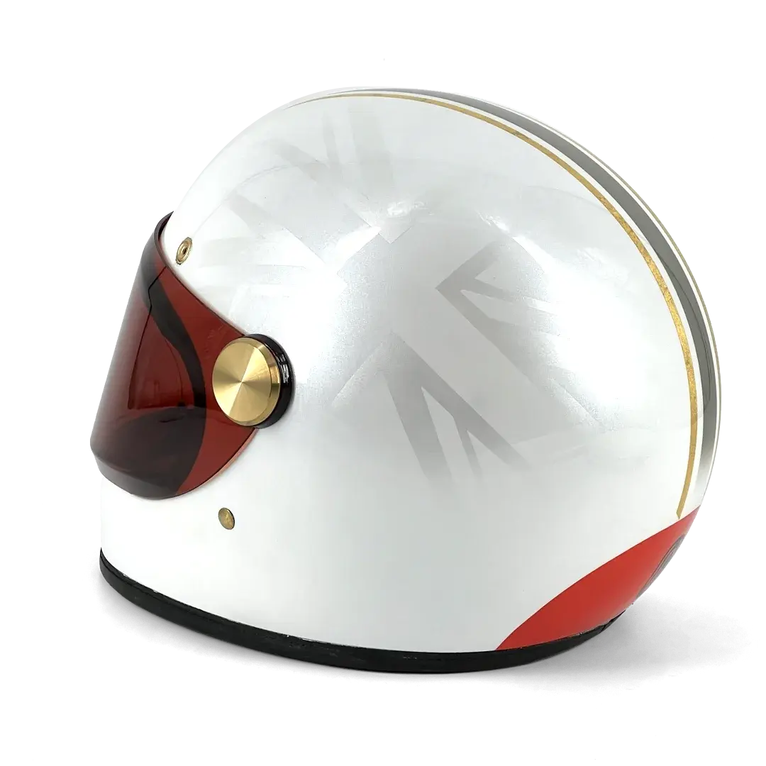 Casque Hedon Heroine Racer 2.0 Hail to the Twin - vue arrière trois quarts accent rouge bas de coque