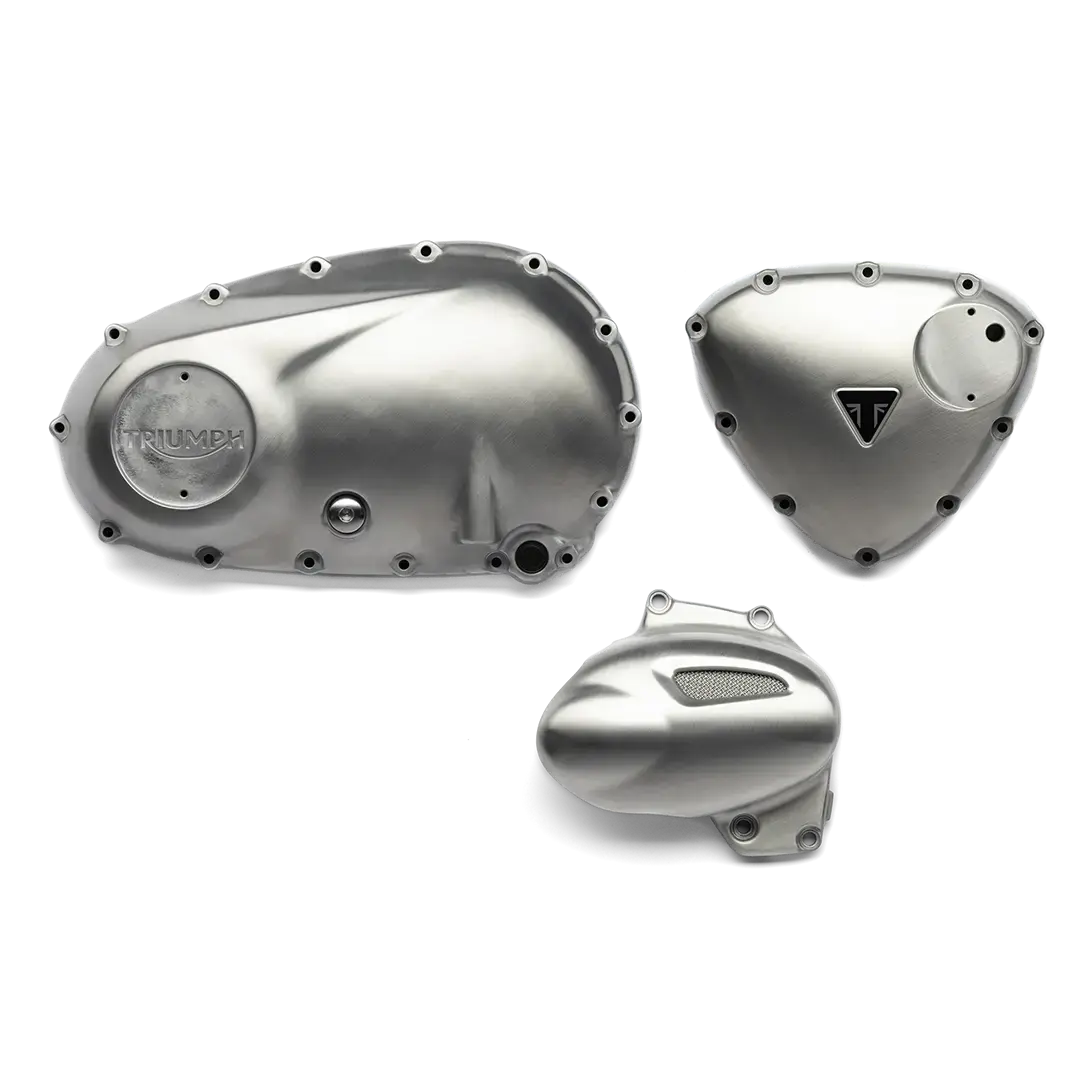 Kit carter moteur Triumph Modern Classic aluminium brossé ensemble complet FCR Accessoires finition premium