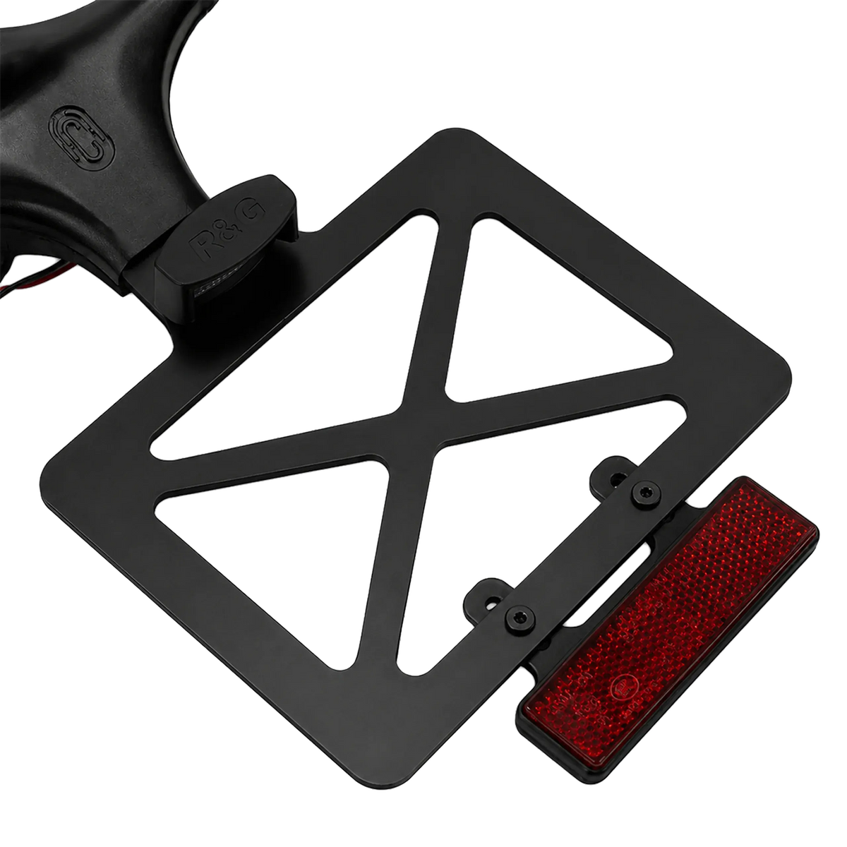 Support de plaque inox noir avec catadioptre kit feu arriere FCR Original Triumph Bobber gros plan