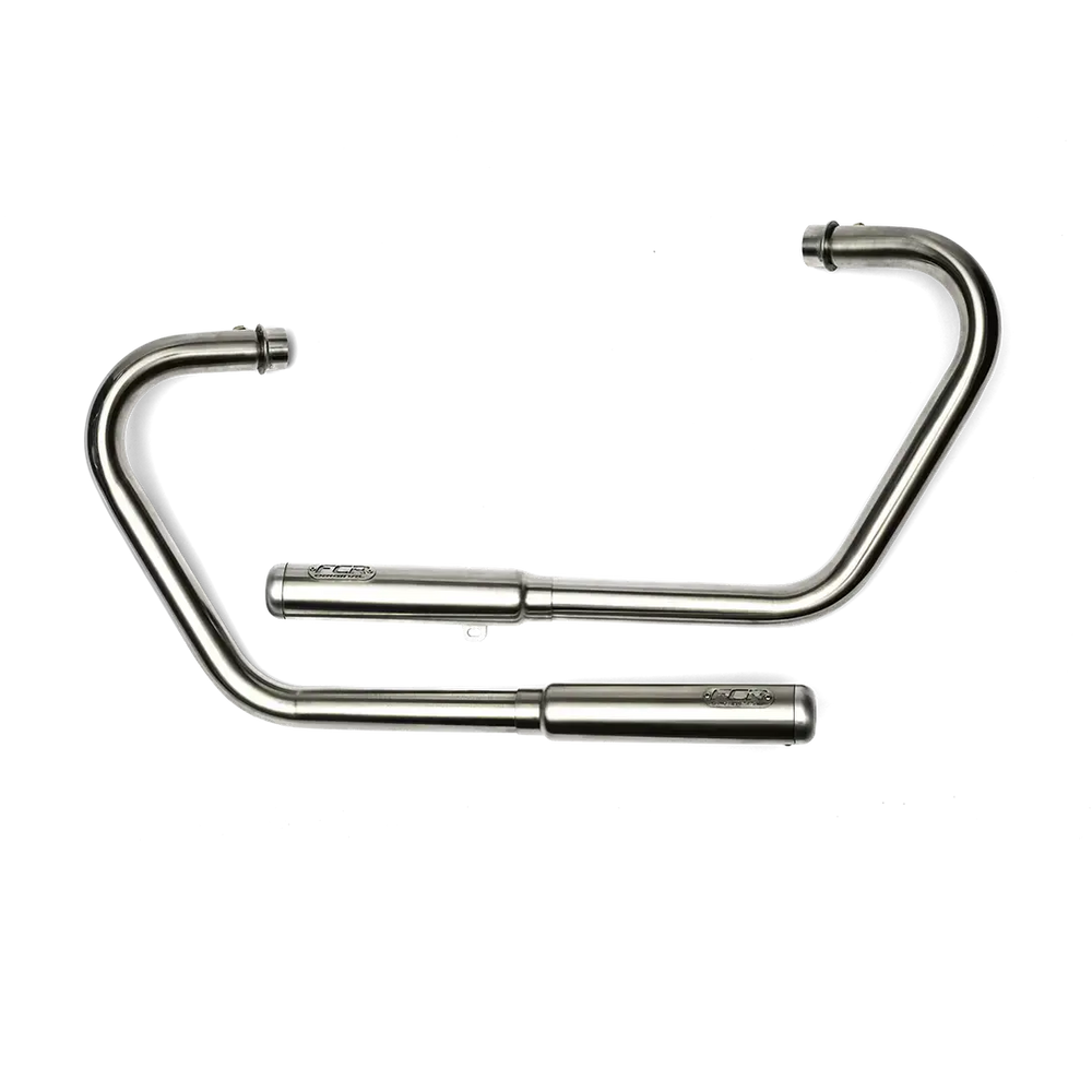 Ligne d’échappement inox brossé FCR Original pour Triumph Thruxton 1200 et Speed Twin 1200, compatibilité 2016–2025+, version complète.