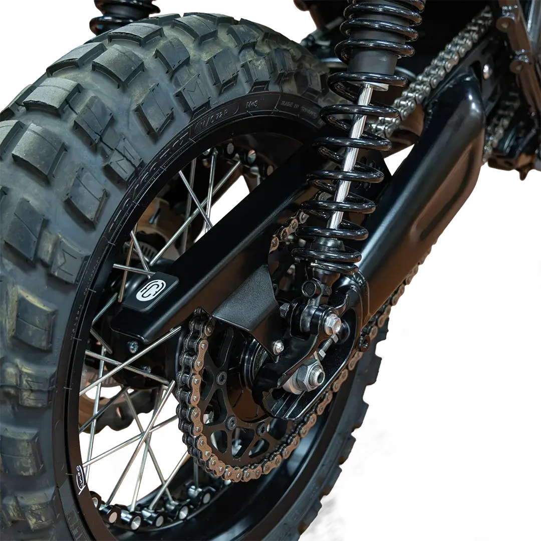 Protege-chaine FCR Original aluminium noir monte roue arriere Triumph Scrambler 1200