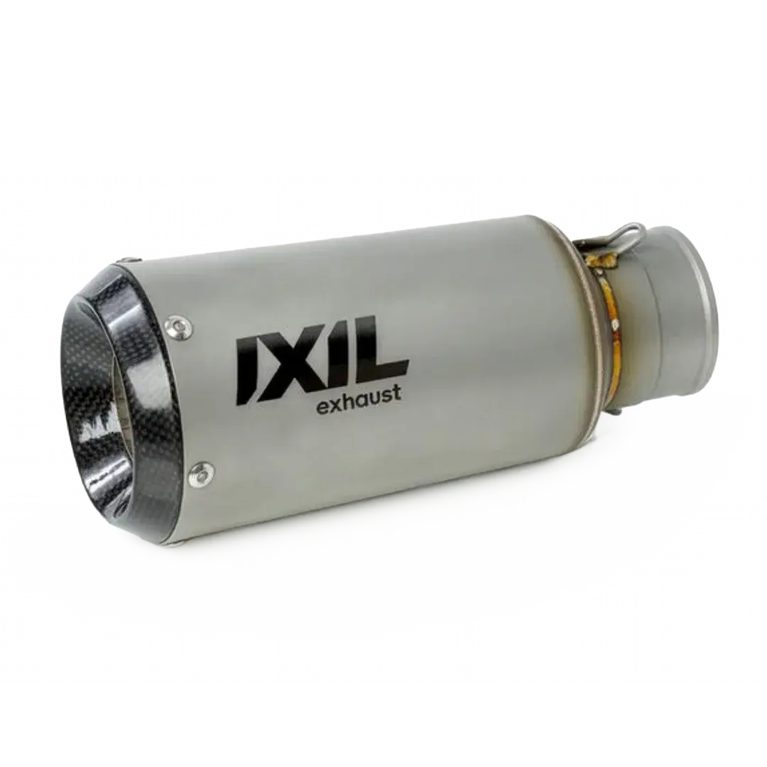 Silencieux FCR Accessoires Rocket 3 avec corps inox finition titane et sortie carbone