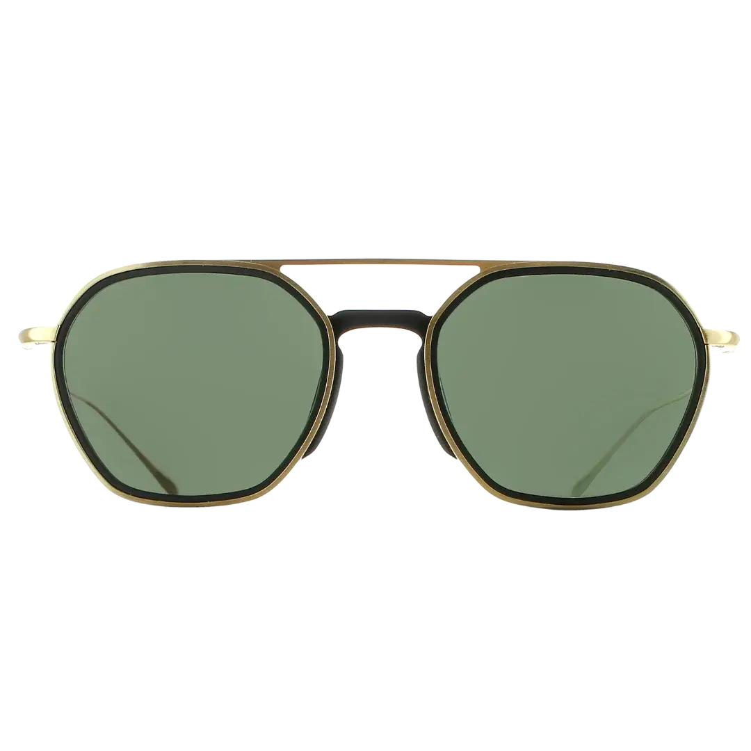 Lunettes soleil moto Brett Spitfire Sun Wheels and Waves coloris Silver Antique Vert - vue de face édition collector inox