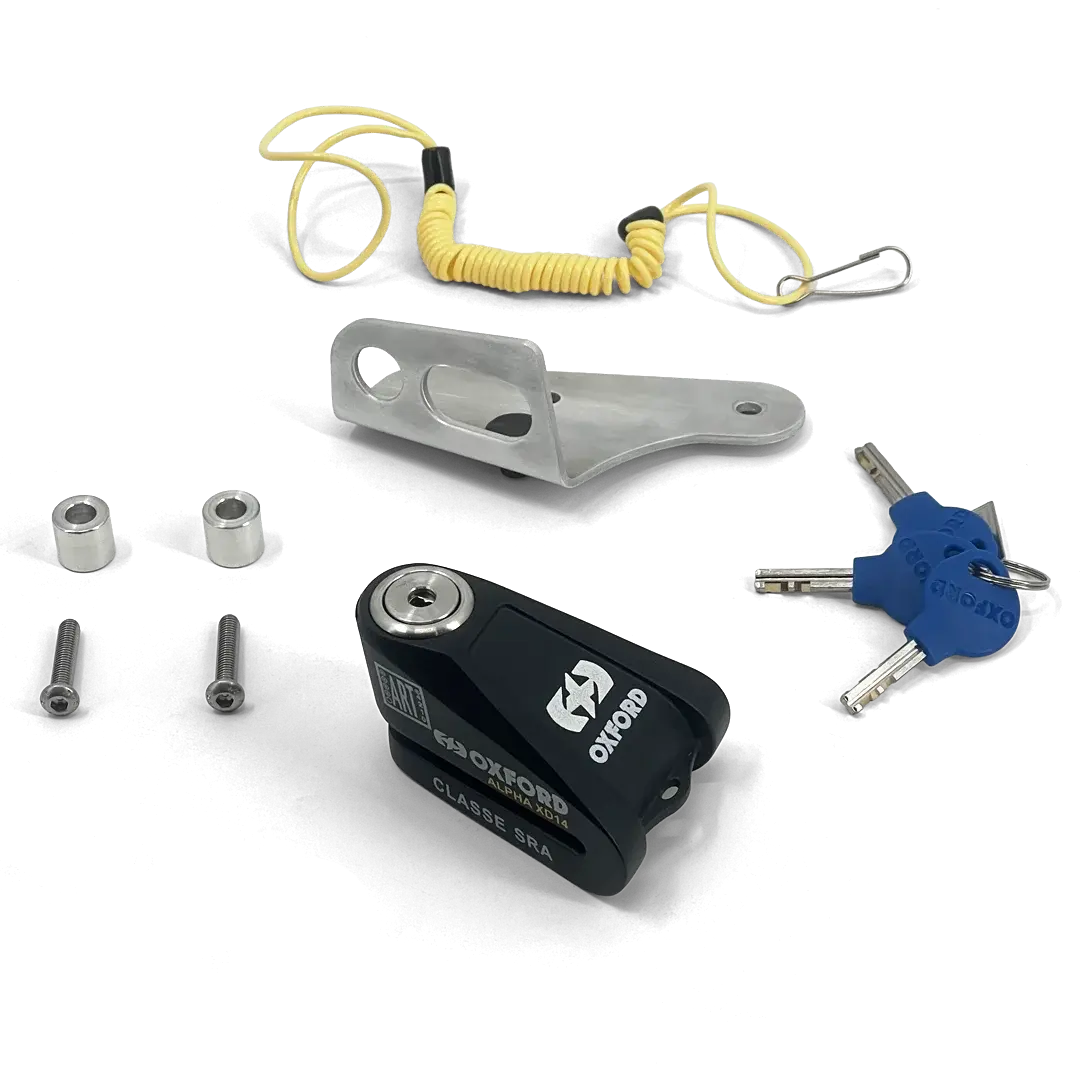 Kit support bloque-disque Triumph FCR aluminium brossé avec antivol, clés et accessoires