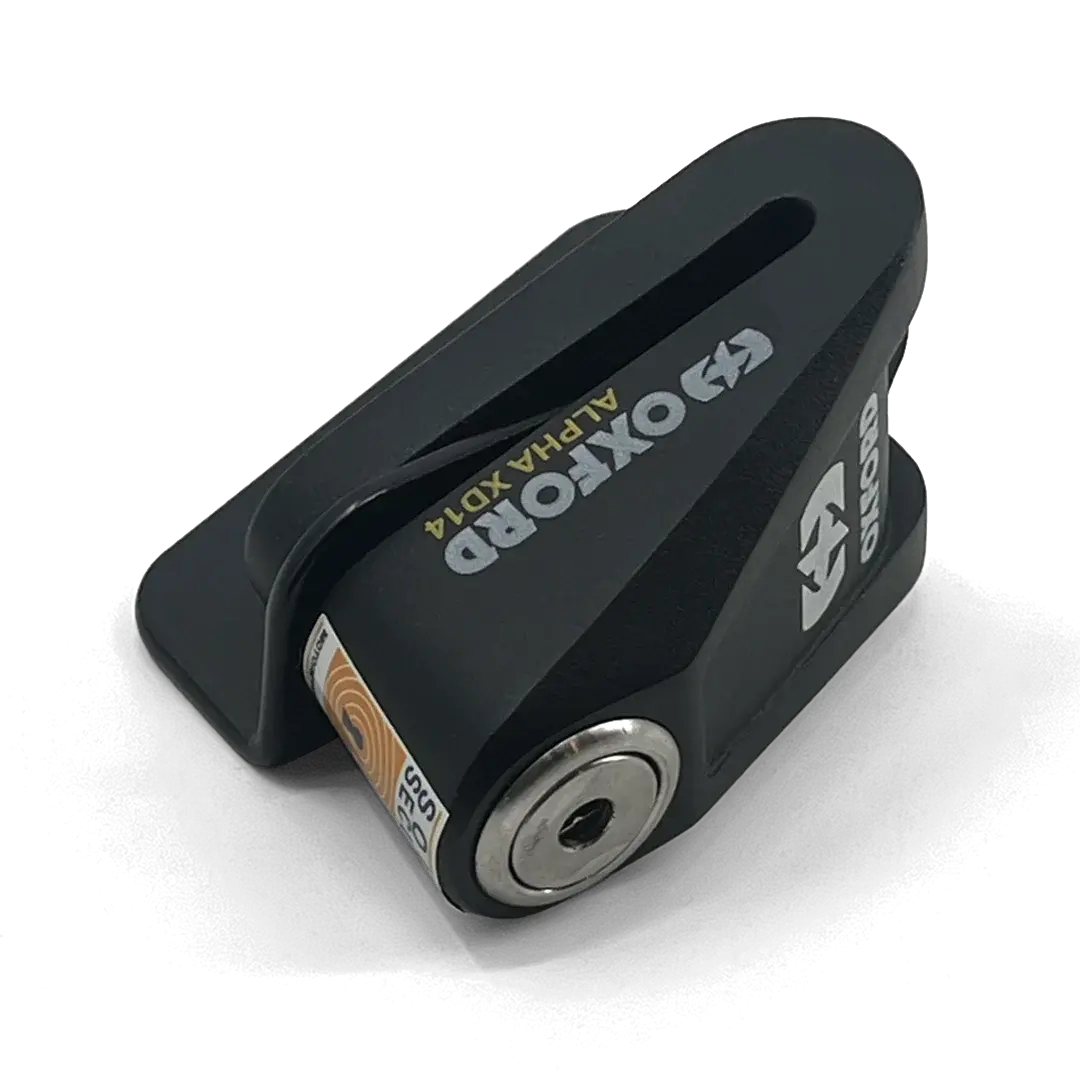 Support bloque-disque Triumph FCR noir époxy avec antivol Oxford Alpha XD14 homologué