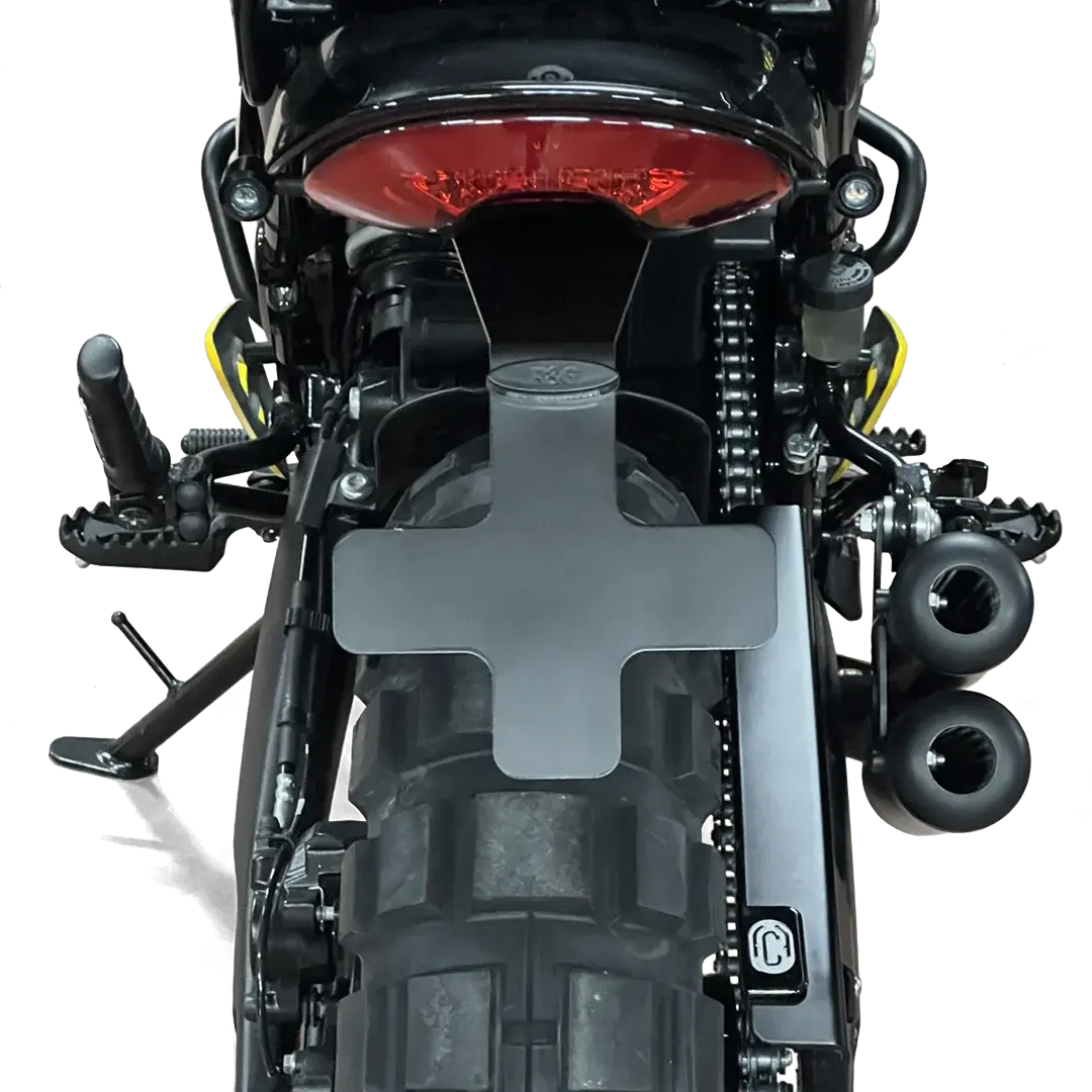 Support de plaque court Triumph 400 vue arrière installation minimaliste