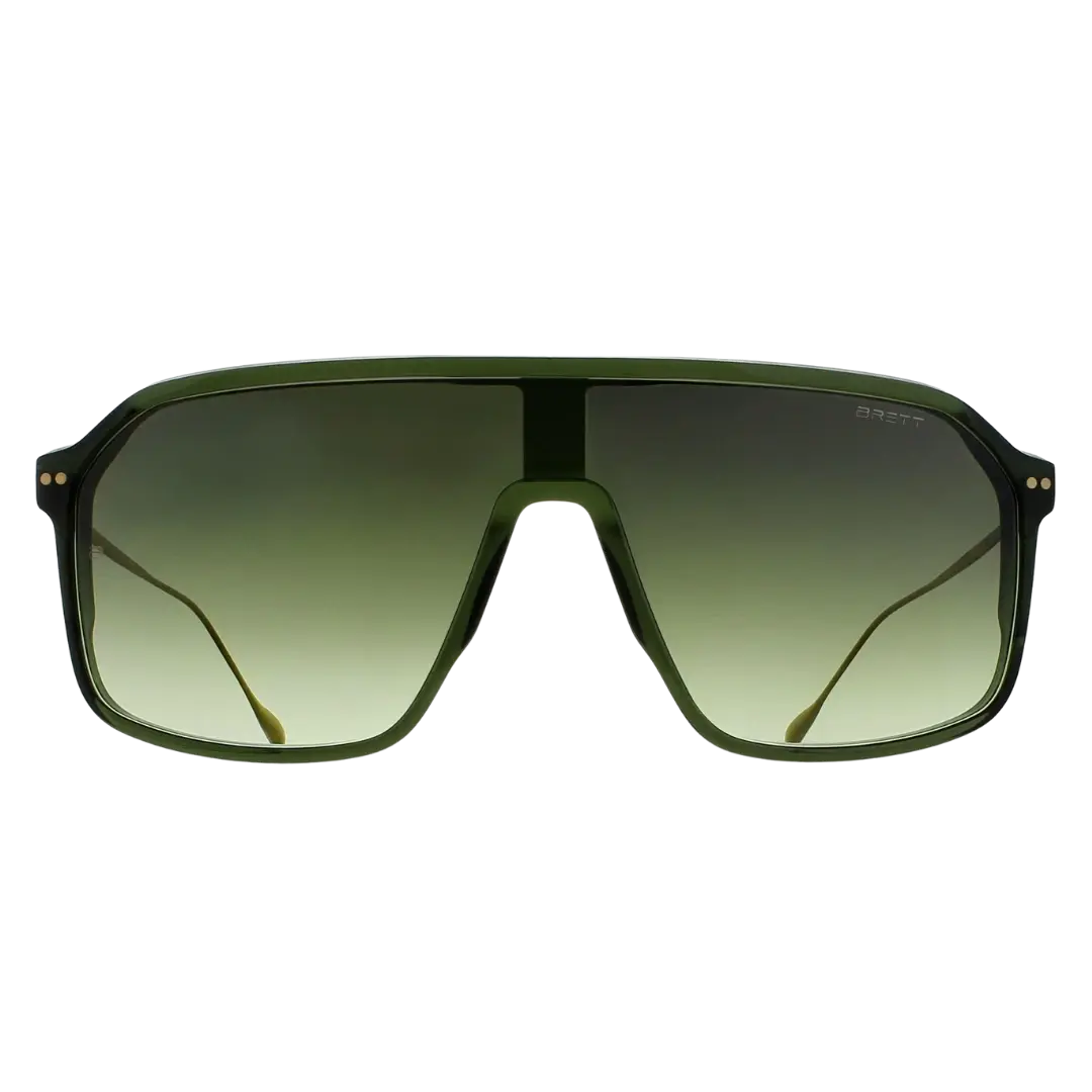 Lunettes soleil moto Brett The Duke Sun coloris Vert Cuivre - vue de face acétate vert profond branches cuivre