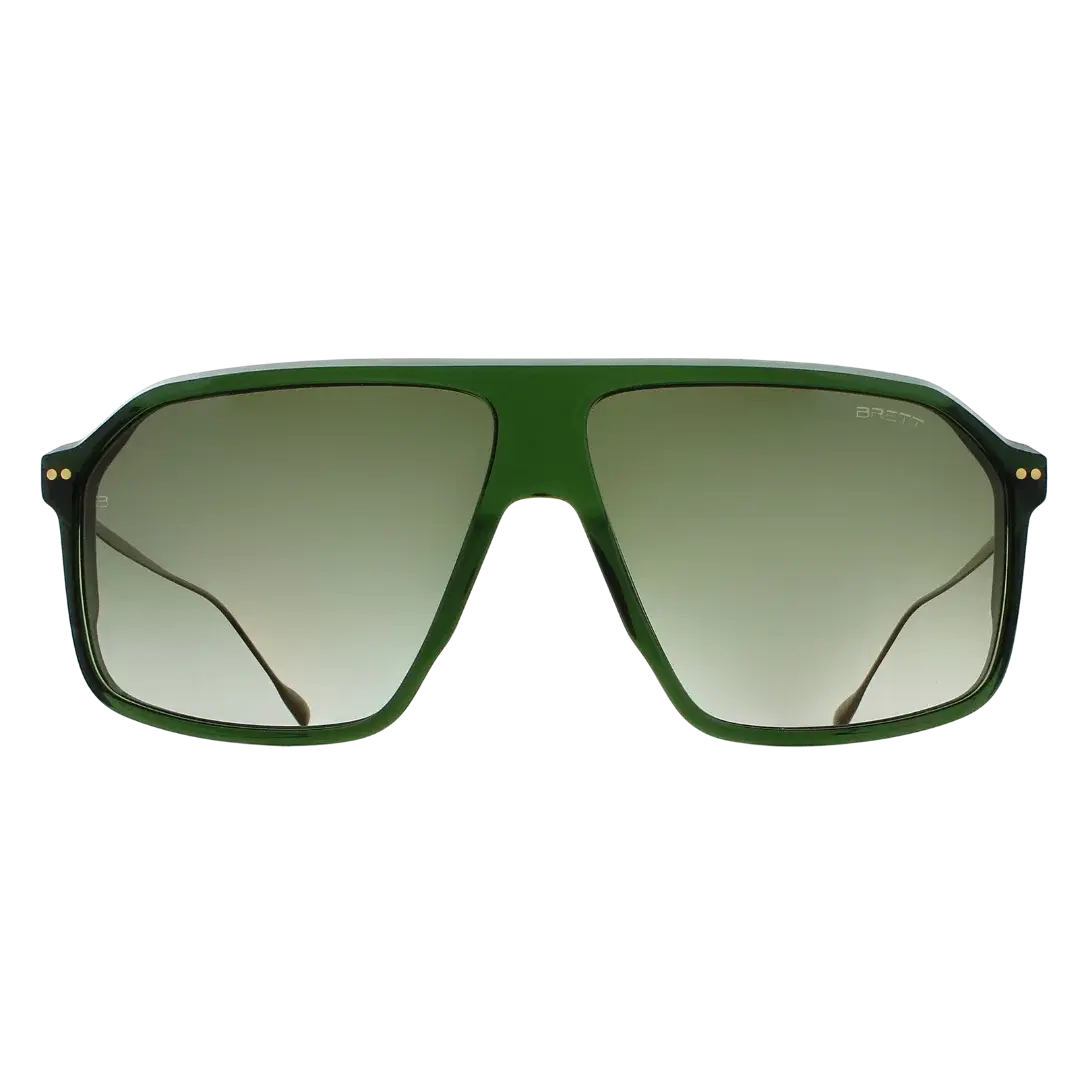 Lunettes soleil moto Brett The RX Duke Sun coloris Green Cuivre - vue de face acétate vert et armature inox cuivre