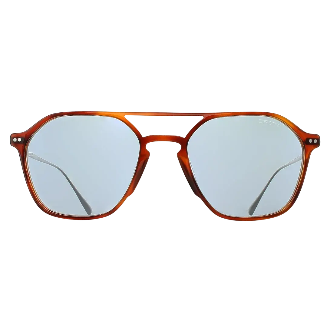 Lunettes soleil moto Brett Vic Sun coloris Honey Tortoise Argent - vue de face écaille miel intemporelle