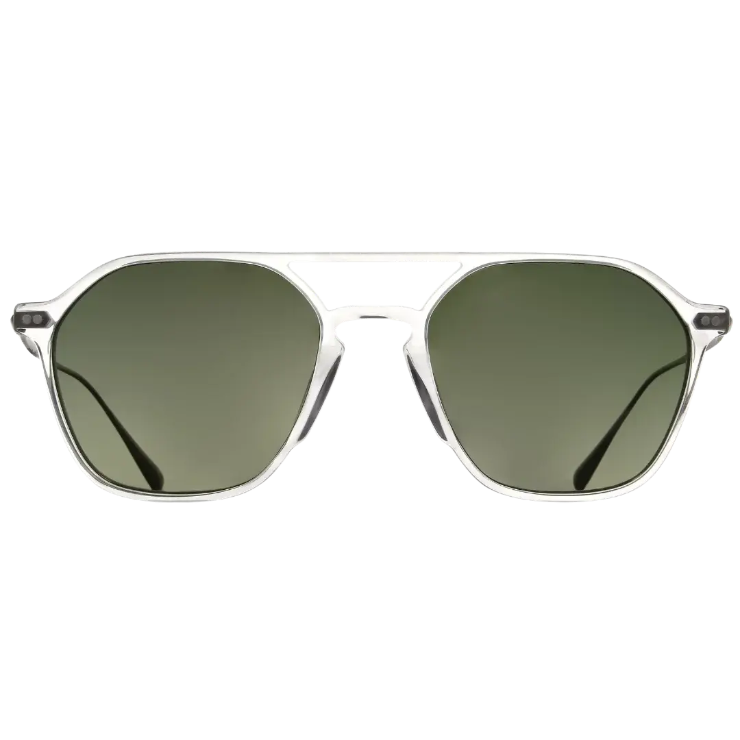 Lunettes soleil moto Brett Vic Sun coloris Cristal Argent - vue de face acétate transparent raffiné