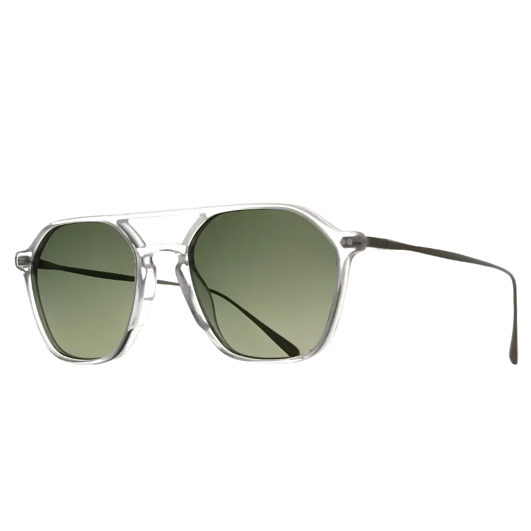 Lunettes soleil moto Brett Vic Sun Cristal Argent - vue trois quarts transparence préparations claires